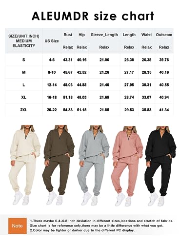 Aleumdr Womens 2 Piece Sweatsuit Sets 2023 Fall Trendy Half Zip Pullover Long Sleeve Sweatshirt Jogger Pants Outfits with Pockets Black XX-Large
