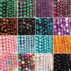 homeemoh 60pcs 6mm Real Gemstone Beads Natural Round Stone Beads Loose Quartz Beads Spacer Beads for Beading Crafts