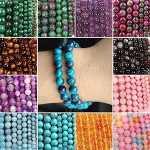 homeemoh 60pcs 6mm Real Gemstone Beads Natural Round Stone Beads Loose Quartz Beads Spacer Beads for Beading Crafts