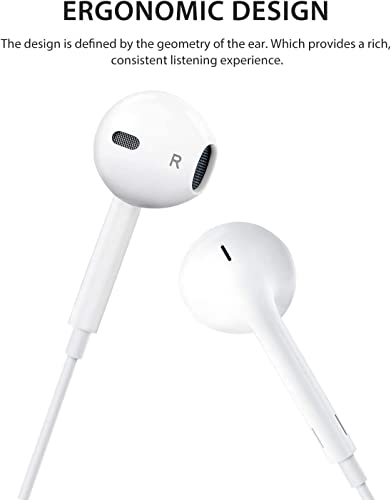 [Apple MFi Certified] Apple Headphones Wired Earbuds with Lightning Connector Earphones with Built-in Microphone & Volume Control Compatible with iPhone 14/13/12/11/XR/XS/X/8/7/SE