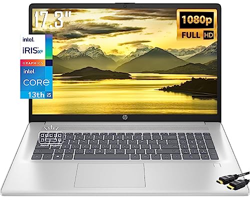 HP Newest 17.3" IPS FHD Laptop, 13th Gen Intel 10-Core i5-1335U(Beat i7-1255U), Iris Xe Graphics, Bluetooth 5.3, Backlit KB, WiFi 6, Window 11 Home(40GB|1TB SSD)