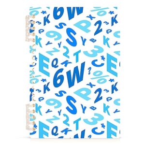 blue english letters digital spiral journal notebook for women men a5 memo notepad sketchbook with durable hardcover & 60 pages college notebooks for boys grils study notes work school journaling