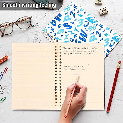 Blue English Letters Digital Spiral Journal Notebook for Women Men A5 Memo Notepad Sketchbook with Durable Hardcover & 60 Pages College Notebooks for Boys Grils Study Notes Work School Journaling