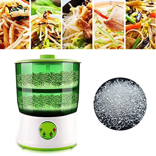 WenDissy Bean Sprouts Machine, Seed Sprouter Kits, 2 Layers Automatic Bean Sprouts Maker, Large Capacity Seed Grow Machine Also for Radish, Alfalfa, Wheatgrass, Broccoli Sprouts