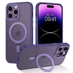 duedue for iphone 14 pro magnetic case with invisible stand [compatible with magsafe], full body protective cover slim shockproof kickstand phone case for apple iphone 14 pro 6.1", purple