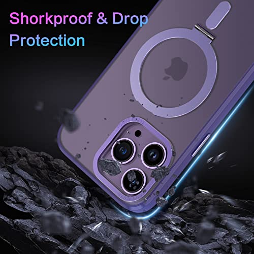 DUEDUE for iPhone 14 Pro Magnetic Case with Invisible Stand [Compatible with Magsafe], Full Body Protective Cover Slim Shockproof Kickstand Phone Case for Apple iPhone 14 Pro 6.1", Purple