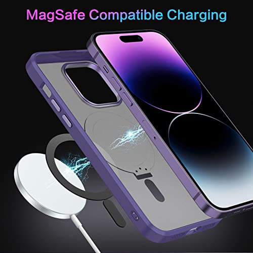 DUEDUE for iPhone 14 Pro Magnetic Case with Invisible Stand [Compatible with Magsafe], Full Body Protective Cover Slim Shockproof Kickstand Phone Case for Apple iPhone 14 Pro 6.1", Purple