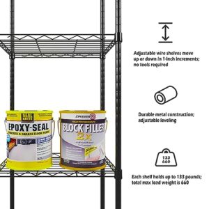 ZHAZHADI Metal Storage Rack 5 Tier Adjustable Storage Shelf Wire Shelving Unit Storage Shelves Metal 660Lbs Capacity 17" L x 13" W x 63" H for Pantry Closet Kitchen Laundry Black