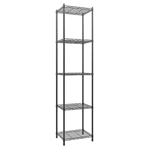 ZHAZHADI Metal Storage Rack 5 Tier Adjustable Storage Shelf Wire Shelving Unit Storage Shelves Metal 660Lbs Capacity 17" L x 13" W x 63" H for Pantry Closet Kitchen Laundry Black