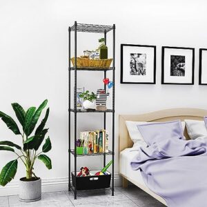 ZHAZHADI Metal Storage Rack 5 Tier Adjustable Storage Shelf Wire Shelving Unit Storage Shelves Metal 660Lbs Capacity 17" L x 13" W x 63" H for Pantry Closet Kitchen Laundry Black