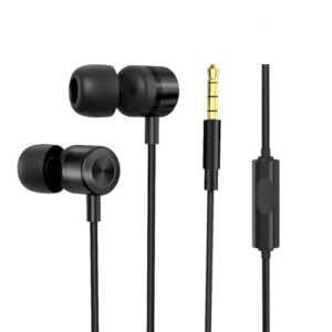 ep-06 metallic wired earphones in-ear earbuds, headset with build-in microphone noise isolating headphone with 3.5mm jack long cord 10mm large drivers hd bass audio for music podcast and more