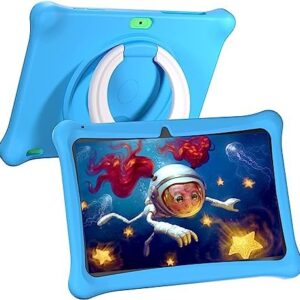SGIN Android 12 Kids Tablet, 2GB RAM 64GB ROM Kids Tablets, 10 Inch Tablet with Case, Parental Control APP, Dual Camera, Educational Games, iWawa Pre Installed, WiFi, Bluetooth (Blue)