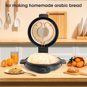 blessny Electric Arabic Bread Maker, Arabic Pita Bread Oven Machine for Home Kitchen,with Temperature Adjust, US Plug 110V/60HZ 1500W, 12-Inch (Black)