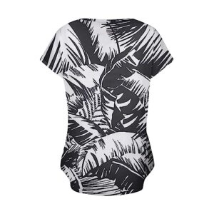 Zxrwany Summer Blouses for Women 2023,Cotton Tops for Women Casual Summer Big and Tall Graphic Tees Women's Short Sleeve Blouses Button Up Black Short Sleeve Shirts(2-Black,X-Large)