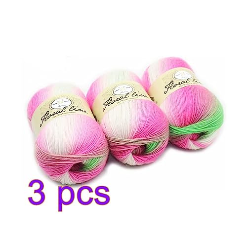 3 Rolls Rainbow Crochet Yarn Skeins Soft Wool Crochet Yarn for Knitting and Crafts, Multicolored Gradient Skeins Sweater Scarf Crafting Woven Skeins Warm Home Tools