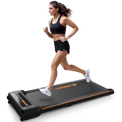 AIRHOT Walking Pad Treadmill, 2.5HP Under Desk Treadmill with Remote Control & LED Display, Quiet Desk Treadmill for Compact Space, Portable Treadmill for Home Office Use, Black