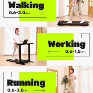 AIRHOT Walking Pad Treadmill, 2.5HP Under Desk Treadmill with Remote Control & LED Display, Quiet Desk Treadmill for Compact Space, Portable Treadmill for Home Office Use, Black