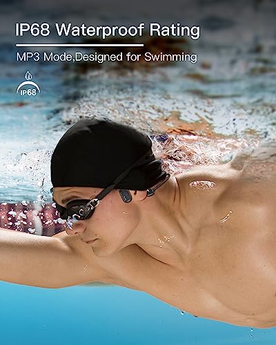 Mionbel Swimming Headphones, Bone Conduction Headphones Bluetooth 5.3, IP68 Waterproof Wireless Sports Earphones, Built-in MP3 Player 32G Memory, Open Ear Headphones Suitable for Swimming, Running