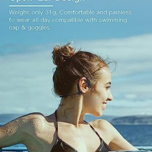 Mionbel Swimming Headphones, Bone Conduction Headphones Bluetooth 5.3, IP68 Waterproof Wireless Sports Earphones, Built-in MP3 Player 32G Memory, Open Ear Headphones Suitable for Swimming, Running