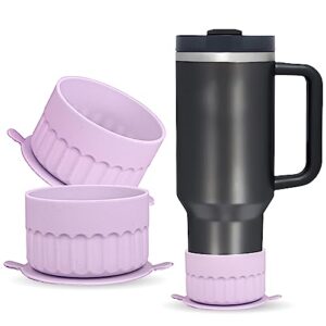 odrago 2pcs silicone boot with suction for stanley quencher h2.0 40 oz, 30 oz, 20 oz tumblers & yeti rambler 20 oz/30 oz tumblers and hydroflask 12-24 oz water bottles. protective accessories (purple)