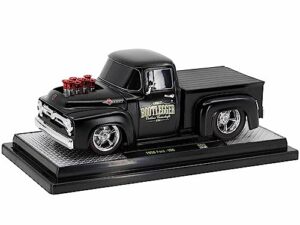 m2 1956 f-100 pickup truck matt black lunati bootlegger limited edition to 6550 pieces worldwide 1/24 diecast model car machines 40300-99a