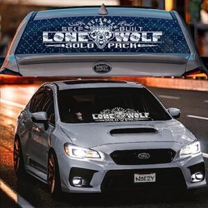 noizy graphics 24" jdm rear window decal windshield sticker rw-68 (20+ designs!) lone wolf self built independent racer antisocial solo pack car vinyl japanese flag kanji bottom back side color: red