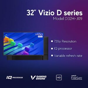 VIZIO 32 Inch D-Series Class HD Smart LED TV IQ Processor, V-Gaming Engine, Apple AirPlay and Chromecast Built-in + Free Wall Mount (No Stands), D32H-J09 (Renewed)