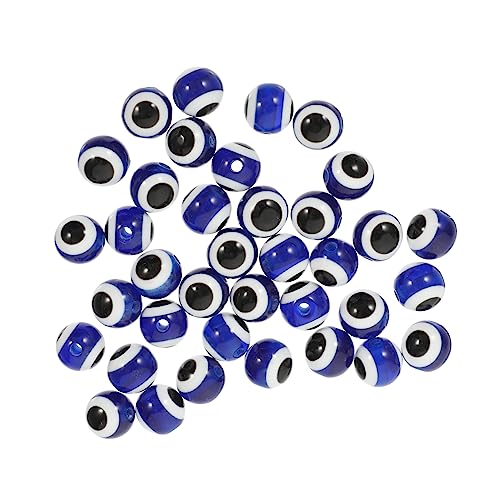 VILLCASE 100pcs Resin Eye Beads Bead Bracelet String Flat Earrings Blue Beaded Bracelet Evil Eye Beads for Jewelry Making Evil Eye Bracelet Kit Plastic Beads Plastic Blue DIY Jewelry Beads