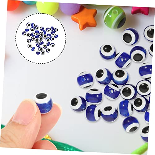 VILLCASE 100pcs Resin Eye Beads Bead Bracelet String Flat Earrings Blue Beaded Bracelet Evil Eye Beads for Jewelry Making Evil Eye Bracelet Kit Plastic Beads Plastic Blue DIY Jewelry Beads