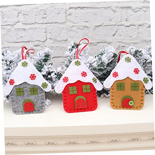 Garneck 3pcs Christmas Tree Pendant Felt Xmas Tree Ornaments Winter Festive Decoration Christmas Hanging Decors Christmas Pendants Durable Hanging Ornament Small House Non-Woven Fabric