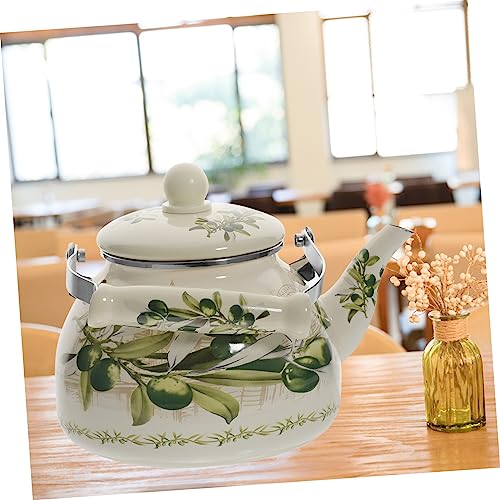 Garneck Enamel Kettle Water Tea Pot Enamel Coated Kettle Porcelain Enamel Kettle Metal Trim Coffee Essentials Chinese Decor Enameled Teapot Kungfu Teapot Small Tea Kettle for Stove Top