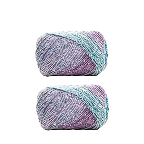 VILLCASE Self- Striping Crochet Yarn Hand Crochet Yarn Knitting Yarn Organic Milk Multicolor Yarn Hand Knitting Yarn Gradient Colorful Yarn Knitting Yarn Material Braided Wire Manual