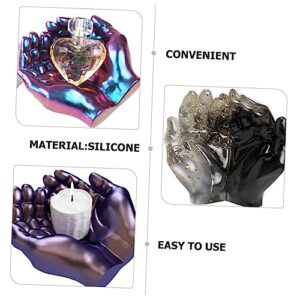 COHEALI Silicone Makeup Brush Ashtray Mold Concrete Epoxy Silica Gel DIY Tray Mold DIY Pot Mold Silicone Hand Shaped Mold Hand Model Epoxy Resin The Dish Manual Bracket DIY Epoxy Mold