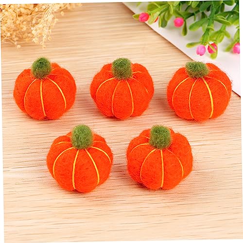 COHEALI 6 Pcs Pumpkin Wool Felt Christmas Decor Mini Wreath Artificial Flower Garland Nativity Craft Needle Felt Pumpkin Handmade Wool Felt Kit Orange Self Made Ornament Balloons Garland