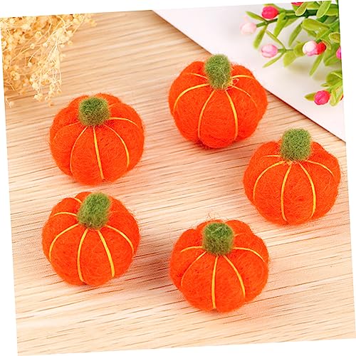 COHEALI 6 Pcs Pumpkin Wool Felt Christmas Decor Mini Wreath Artificial Flower Garland Nativity Craft Needle Felt Pumpkin Handmade Wool Felt Kit Orange Self Made Ornament Balloons Garland