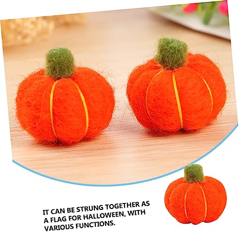 COHEALI 6 Pcs Pumpkin Wool Felt Christmas Decor Mini Wreath Artificial Flower Garland Nativity Craft Needle Felt Pumpkin Handmade Wool Felt Kit Orange Self Made Ornament Balloons Garland