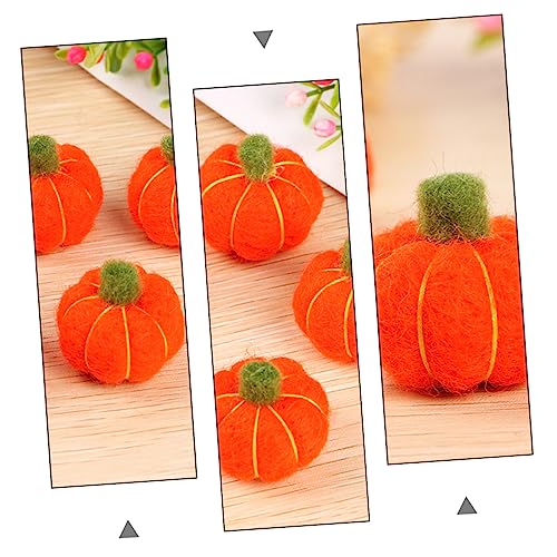 COHEALI 6 Pcs Pumpkin Wool Felt Christmas Decor Mini Wreath Artificial Flower Garland Nativity Craft Needle Felt Pumpkin Handmade Wool Felt Kit Orange Self Made Ornament Balloons Garland