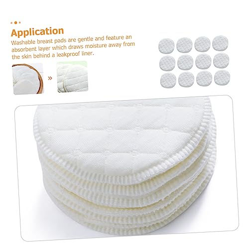 SAFIGLE 12Pcs Professional Breastfeeding Patches Breast-Feeding Washable White Absorbent Nursing pad Cotton Nursing Pads Breastfeeding Gel Pads Breast Milk Cotton Chest pad