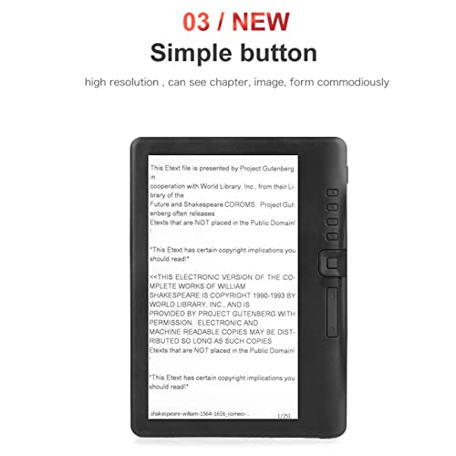 SHYEKYO E Reader Devices, 7in Color Screen TFT LCD 16:9 Portable E Reader Protective Case Button Operation HD 800x480 for TXT for EPUB for PDF(#2)