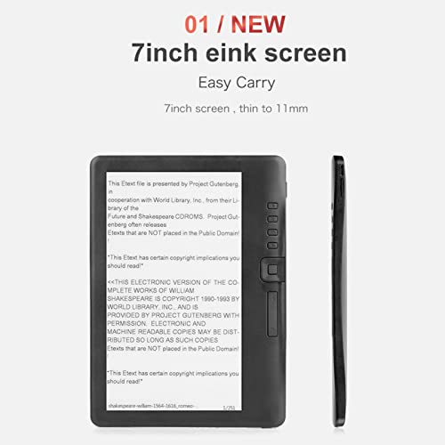 SHYEKYO E Reader Devices, 7in Color Screen TFT LCD 16:9 Portable E Reader Protective Case Button Operation HD 800x480 for TXT for EPUB for PDF(#2)