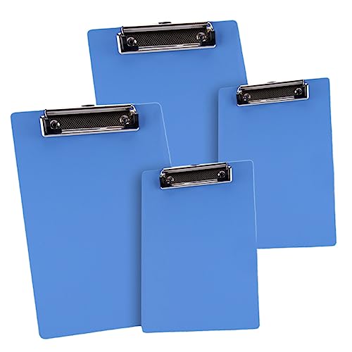 STOBOK 4pcs Folder Nursing Clip Board Small Clipboards Office Clipboard Restaurant Clipboard Menu Cover Board Writing Support Business Agent Writing Board Exam Paper Clips Letter Blue A4