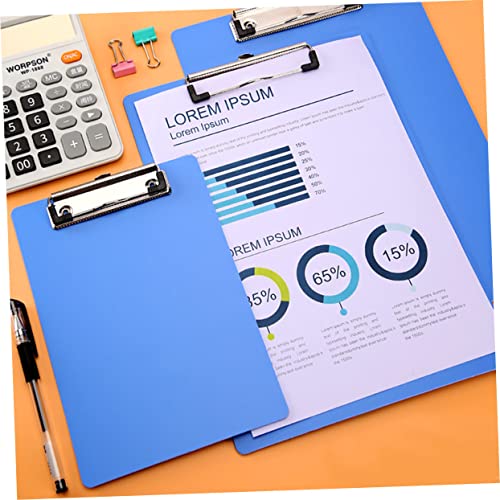 STOBOK 4pcs Folder Nursing Clip Board Small Clipboards Office Clipboard Restaurant Clipboard Menu Cover Board Writing Support Business Agent Writing Board Exam Paper Clips Letter Blue A4