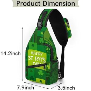 Plaid Happy St Patricks Day Shamrock Sling Backpack St. Patrick's Day Crossbody Bag Hiking Backpack Casual Daypack