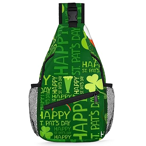 St. Patrick's Day Shamrocks Clovers Sling Backpack St. Patrick's Day Crossbody Bag Hiking Backpack Casual Daypack