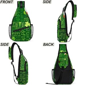 St. Patrick's Day Shamrocks Clovers Sling Backpack St. Patrick's Day Crossbody Bag Hiking Backpack Casual Daypack