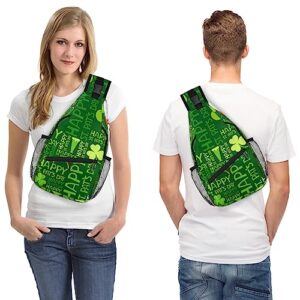 St. Patrick's Day Shamrocks Clovers Sling Backpack St. Patrick's Day Crossbody Bag Hiking Backpack Casual Daypack