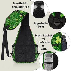St. Patrick's Day Shamrocks Clovers Sling Backpack St. Patrick's Day Crossbody Bag Hiking Backpack Casual Daypack