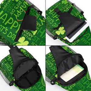 St. Patrick's Day Shamrocks Clovers Sling Backpack St. Patrick's Day Crossbody Bag Hiking Backpack Casual Daypack