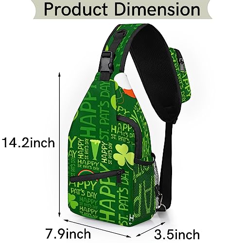 St. Patrick's Day Shamrocks Clovers Sling Backpack St. Patrick's Day Crossbody Bag Hiking Backpack Casual Daypack