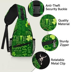 St. Patrick's Day Shamrocks Clovers Sling Backpack St. Patrick's Day Crossbody Bag Hiking Backpack Casual Daypack